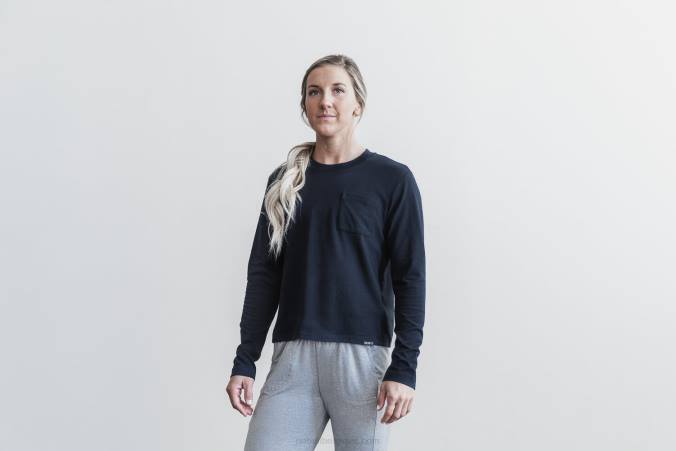 HH04B1134 t-shirt boxy épais à manches longues et poche Nobull femmes