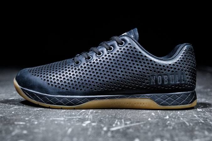 HH04B47 basket en cuir gomme noir Nobull Hommes